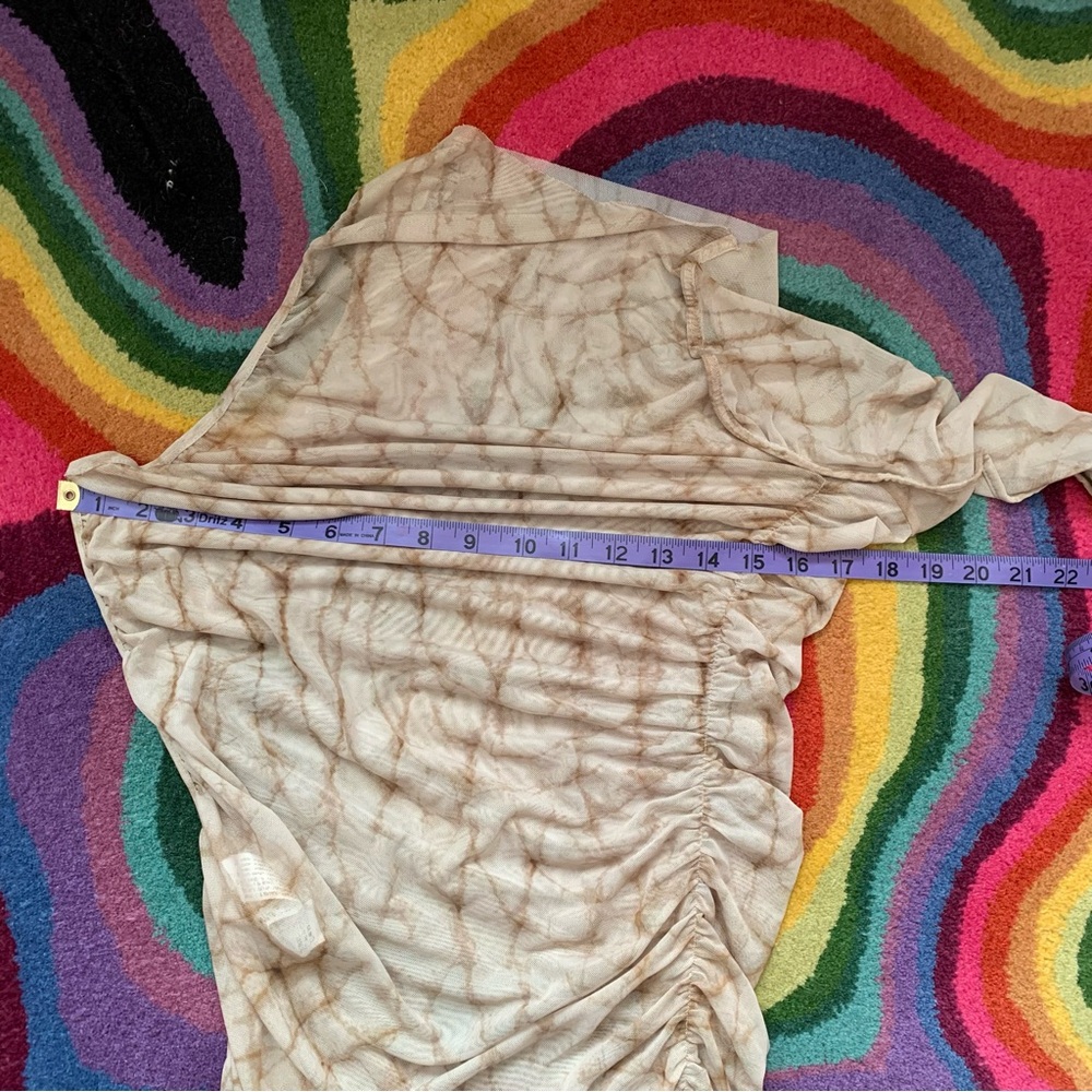 Zara Tan and Brown Asymmetrical Ruched Cocktail Dress - Picture 10 of 15